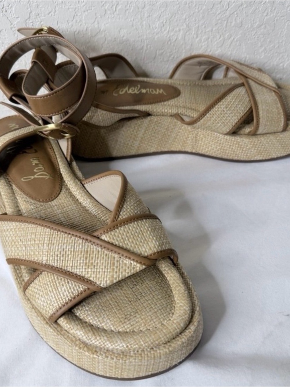 Sam Edelman Nylie Platform Ankle Strap Sandal Womens Size 10M Bleached Beachwood - Picture 5 of 8